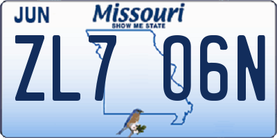 MO license plate ZL7O6N