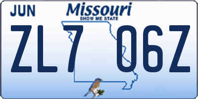 MO license plate ZL7O6Z