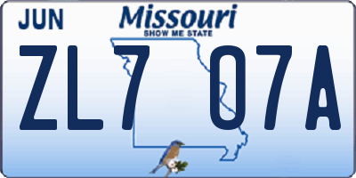 MO license plate ZL7O7A