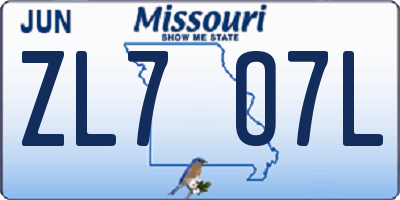 MO license plate ZL7O7L
