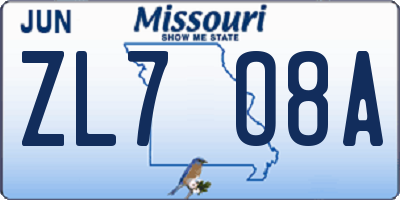 MO license plate ZL7O8A