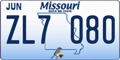 MO license plate ZL7O8O