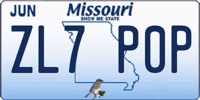 MO license plate ZL7P0P