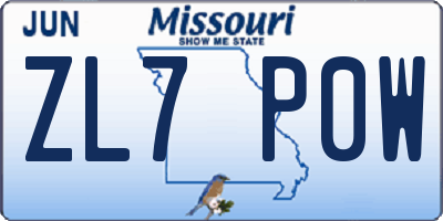 MO license plate ZL7P0W