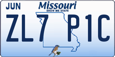 MO license plate ZL7P1C