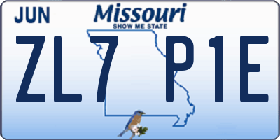 MO license plate ZL7P1E