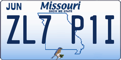 MO license plate ZL7P1I