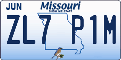MO license plate ZL7P1M