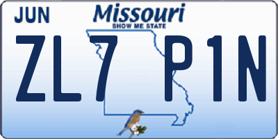 MO license plate ZL7P1N