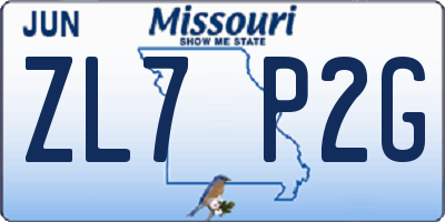 MO license plate ZL7P2G