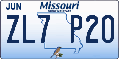 MO license plate ZL7P2O