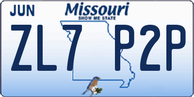 MO license plate ZL7P2P