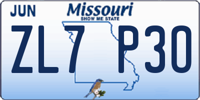 MO license plate ZL7P3O