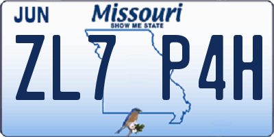 MO license plate ZL7P4H