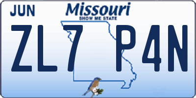 MO license plate ZL7P4N