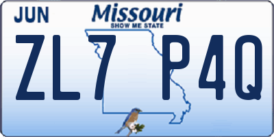 MO license plate ZL7P4Q