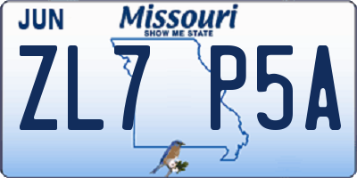 MO license plate ZL7P5A