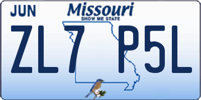 MO license plate ZL7P5L