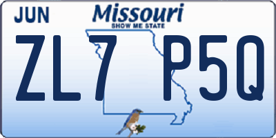 MO license plate ZL7P5Q