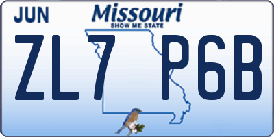 MO license plate ZL7P6B