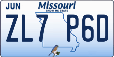 MO license plate ZL7P6D