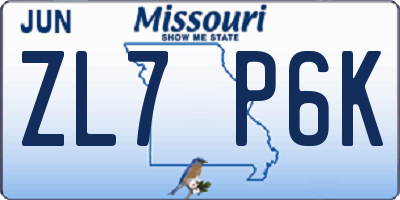 MO license plate ZL7P6K