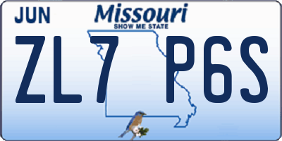 MO license plate ZL7P6S