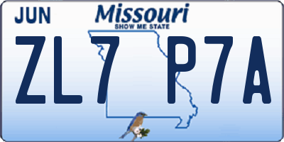 MO license plate ZL7P7A