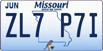 MO license plate ZL7P7I