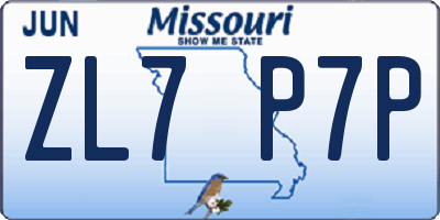 MO license plate ZL7P7P