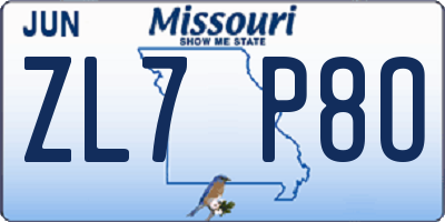 MO license plate ZL7P8O