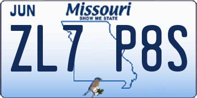 MO license plate ZL7P8S