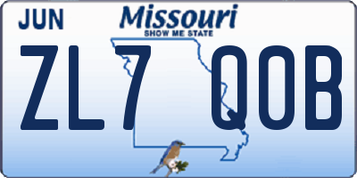 MO license plate ZL7Q0B