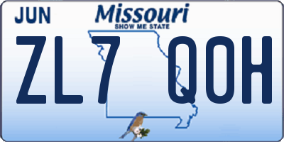 MO license plate ZL7Q0H