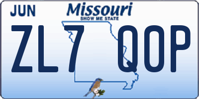 MO license plate ZL7Q0P