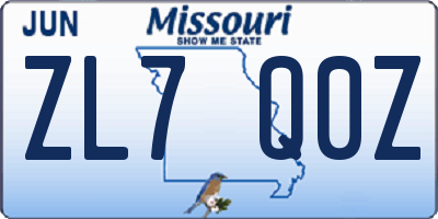 MO license plate ZL7Q0Z