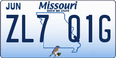 MO license plate ZL7Q1G