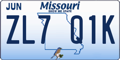 MO license plate ZL7Q1K