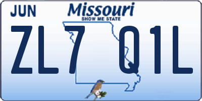 MO license plate ZL7Q1L