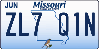 MO license plate ZL7Q1N