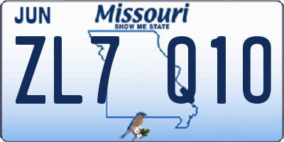 MO license plate ZL7Q1O