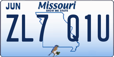 MO license plate ZL7Q1U
