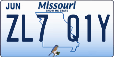 MO license plate ZL7Q1Y