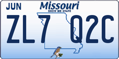 MO license plate ZL7Q2C