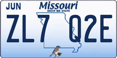 MO license plate ZL7Q2E