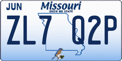 MO license plate ZL7Q2P