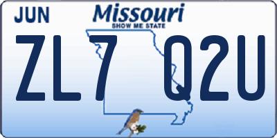 MO license plate ZL7Q2U