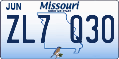 MO license plate ZL7Q3O