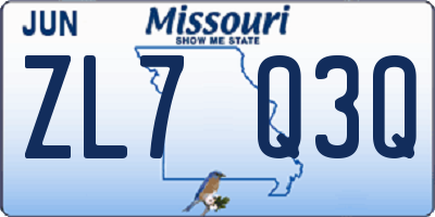 MO license plate ZL7Q3Q
