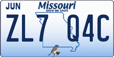 MO license plate ZL7Q4C